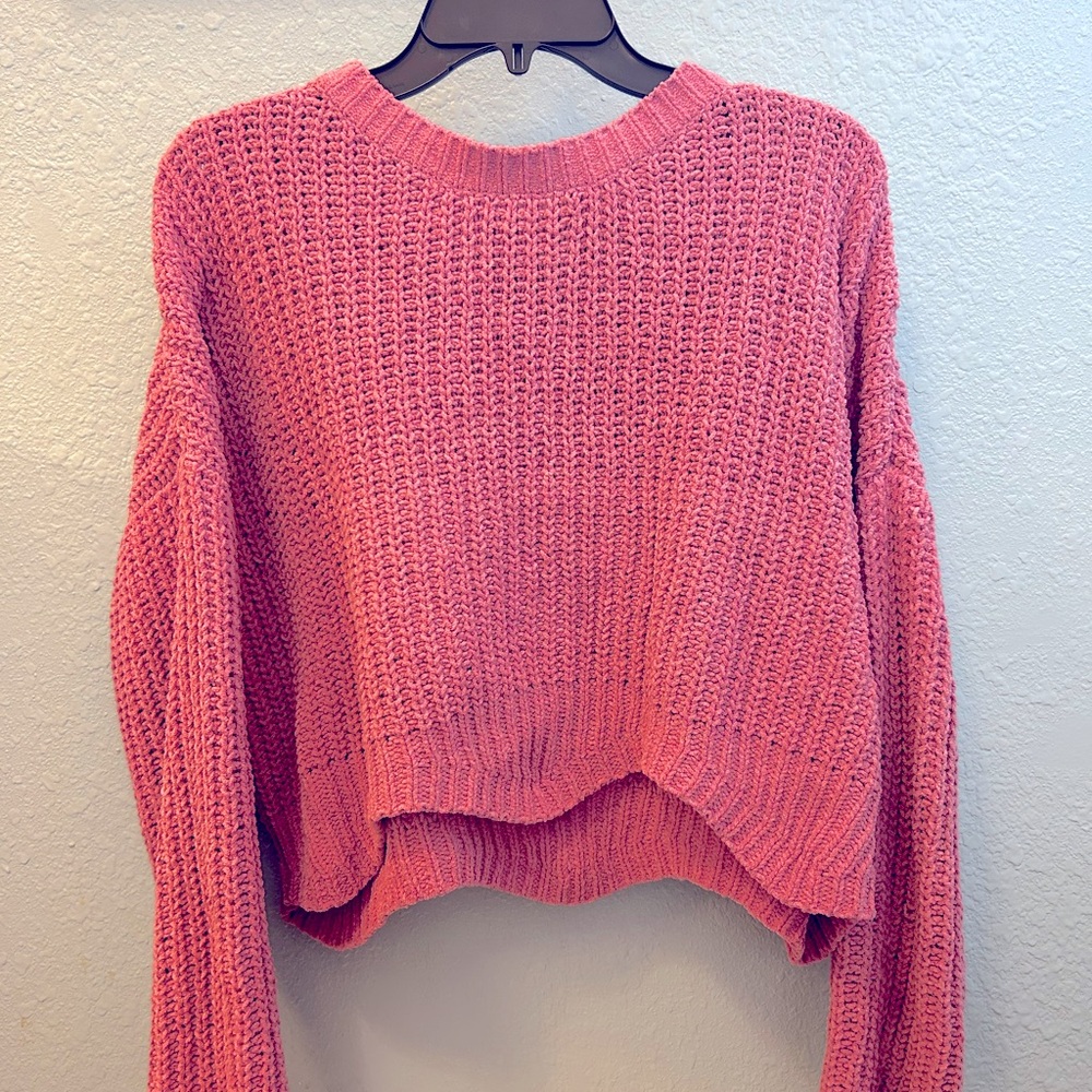 Pink Woven Sweater Womens L